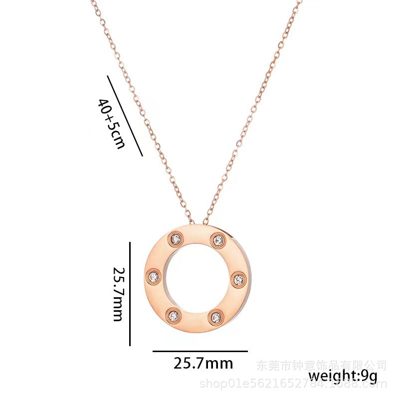 Wholesale Starry Sky Design Pearl Light Luxury Round Cake Titanium Steel Necklaces